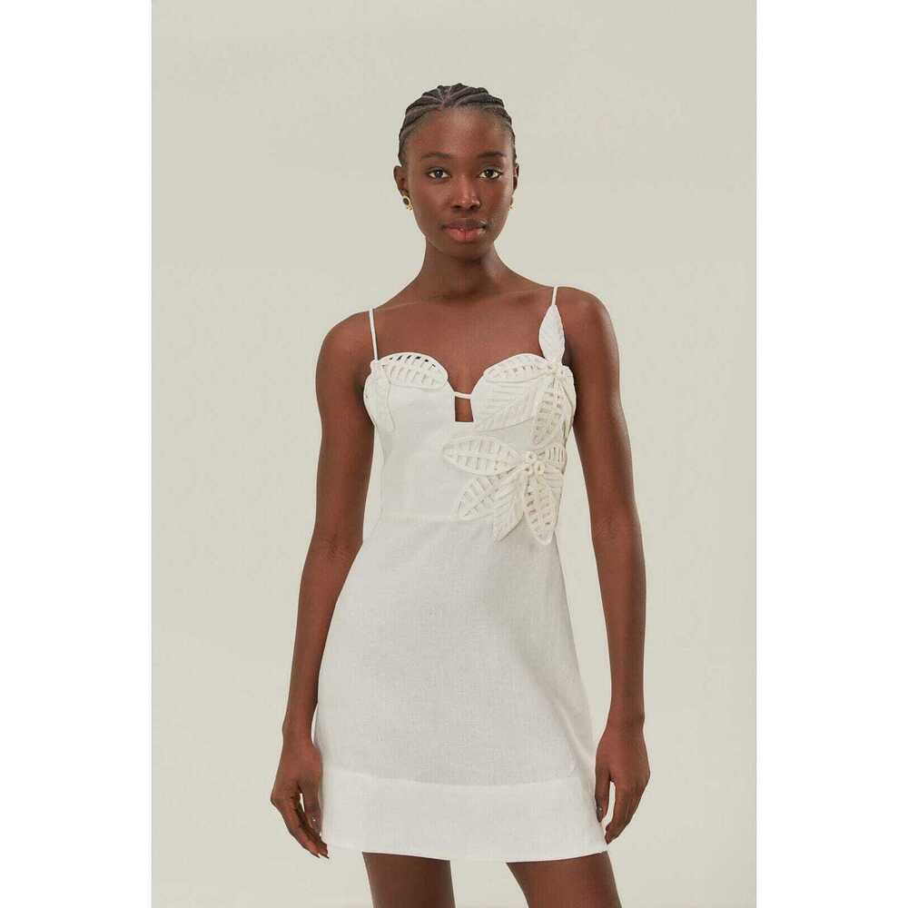 FARM Rio White 3D Flower Bodice Mini Dress Size SWHITE / S